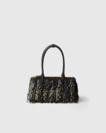 Prada Galleria medium nappa leather bag with fringe and studs Black