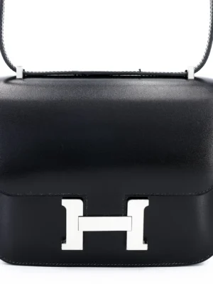 HERMèS Constance Mini Black (89) Box-calf Palladium hardware W