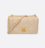 Medium Soft Dior Caro Bag Powder Beige Macrocannage Lambskin