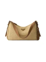 Prada Aimee Large Crochet and Leather Shoulder Bag