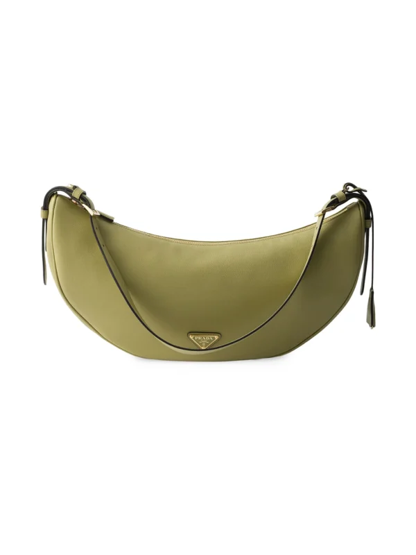 Prada Large Leather Shoulder Bag Green