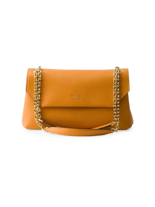Prada Medium Leather Shoulder Bag Orange