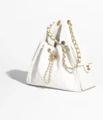 Chanel Small 25 Hobo Bag White Caviar Antique Gold Hardware