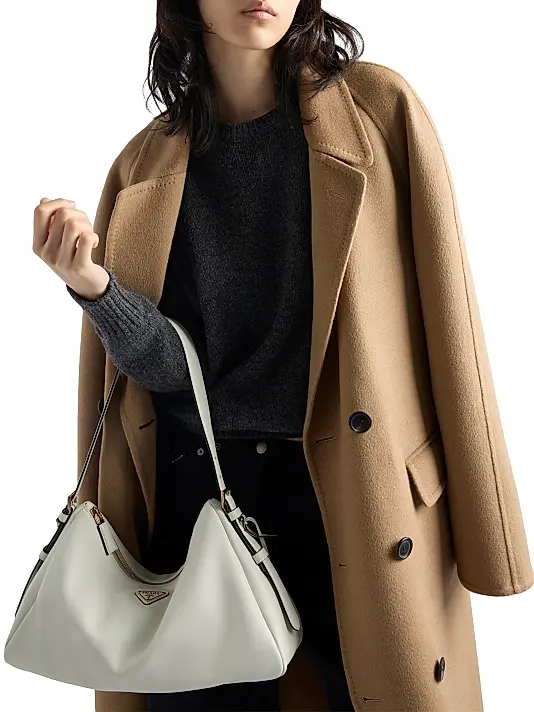 Prada Aimèe Large Leather Shoulder Bag White