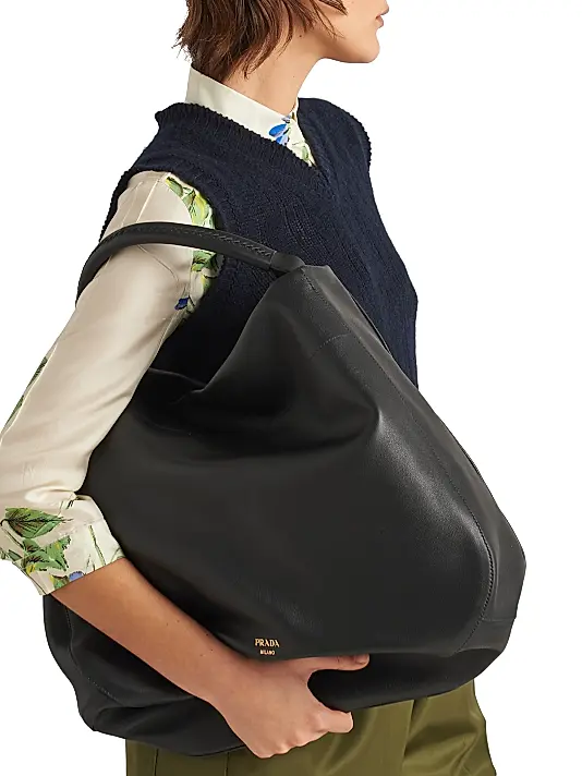 Prada Large Black Leather Shoulder Bag