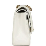 Vintage Chanel Medium Classic Double Flap Bag White Lambskin Gold Hardware