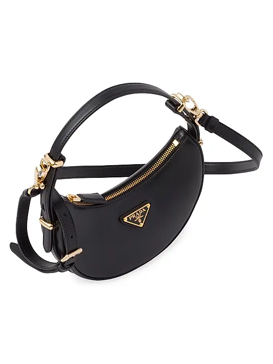 Prada Arquè Leather Mini Shoulder Bag Black