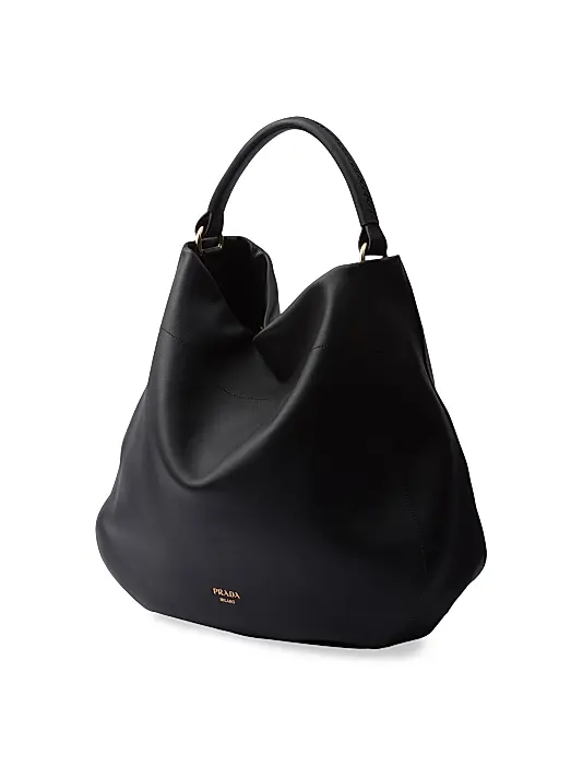 Prada Large Black Leather Shoulder Bag