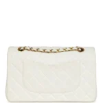 Vintage Chanel Medium Classic Double Flap Bag White Lambskin Gold Hardware