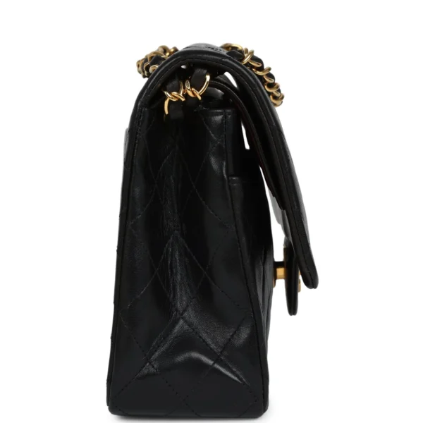 Vintage Chanel Medium Classic Double Flap Bag Black Lambskin Gold Hardware