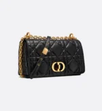 Medium Soft Dior Caro Bag Black Macrocannage Lambskin