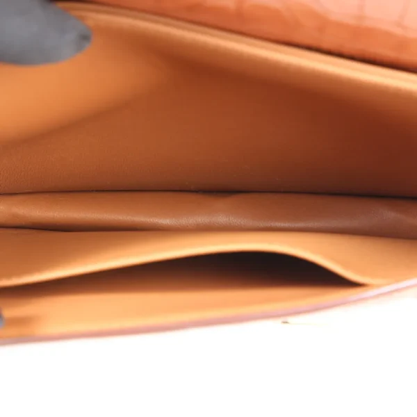 HERMèS Matte Alligator Constance Mini 19 shoulder bag in Gold with Gold hardware