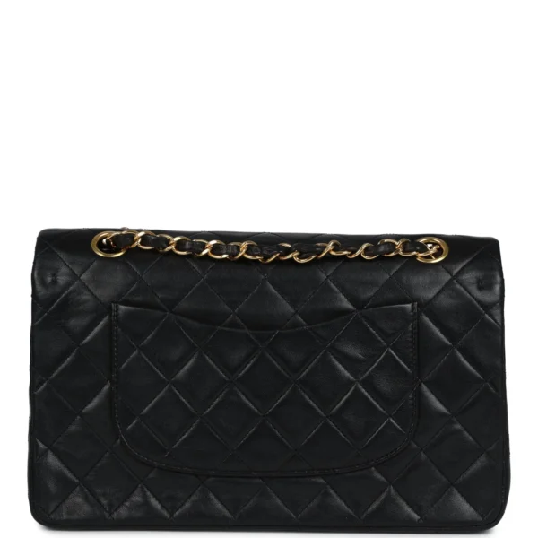 Vintage Chanel Medium Classic Double Flap Bag Black Lambskin Gold Hardware