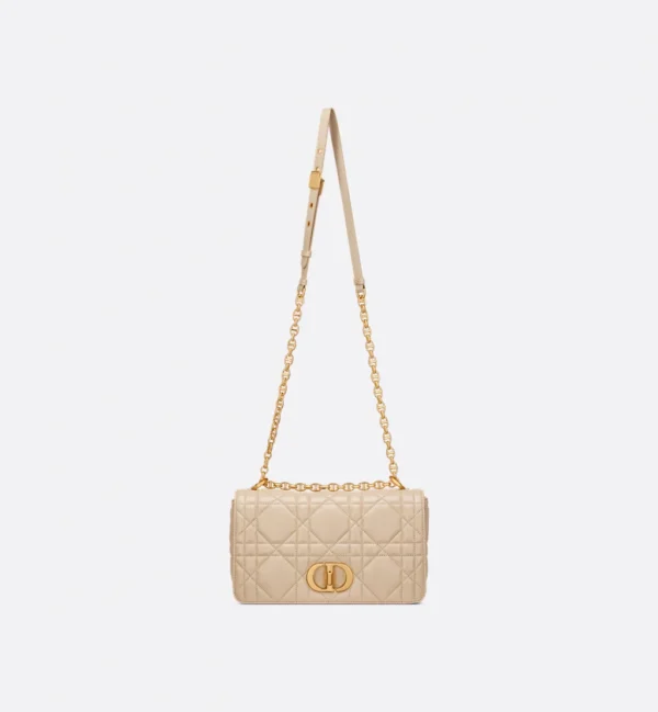 Medium Soft Dior Caro Bag Powder Beige Macrocannage Lambskin
