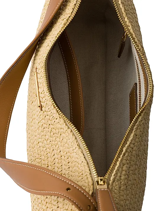 Prada Aimee Large Crochet and Leather Shoulder Bag