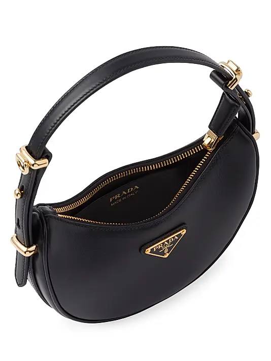 Prada Arquè Leather Mini Shoulder Bag Black