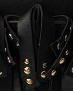 Prada Galleria medium nappa leather bag with fringe and studs Black