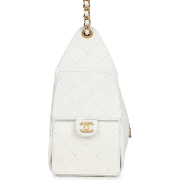 Chanel Small 25 Hobo Bag White Caviar Antique Gold Hardware