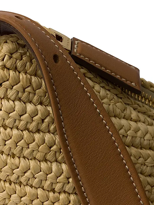 Prada Aimee Large Crochet and Leather Shoulder Bag