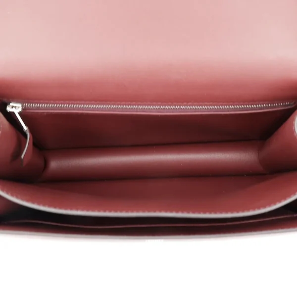 HERMèS Limited Edition Constance Toile de Camp 24 Dechainee shoulder bag in Canvas and Bordeaux Swift leather with Palladium hardware