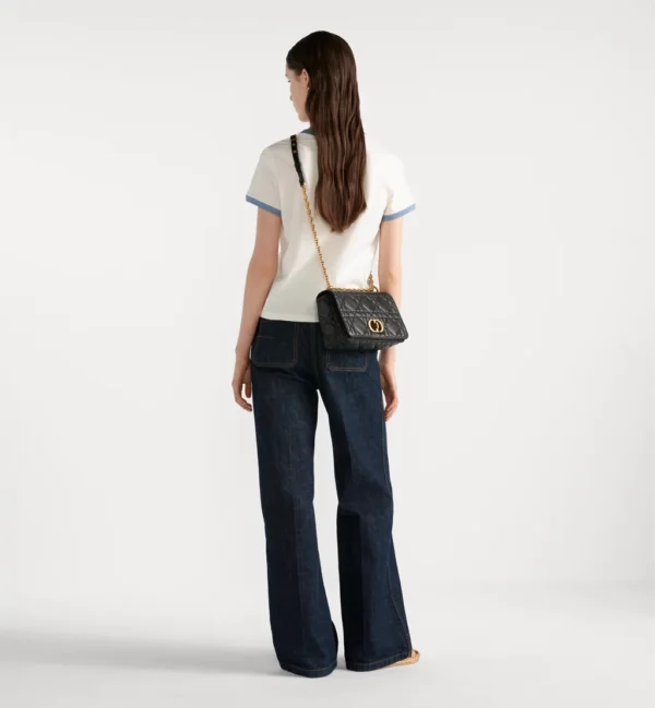 Medium Soft Dior Caro Bag Black Macrocannage Lambskin