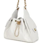Chanel Small 25 Hobo Bag White Caviar Antique Gold Hardware