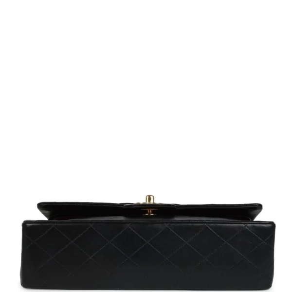 Vintage Chanel Medium Classic Double Flap Bag Black Lambskin Gold Hardware