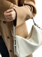 Prada Aimèe Large Leather Shoulder Bag White