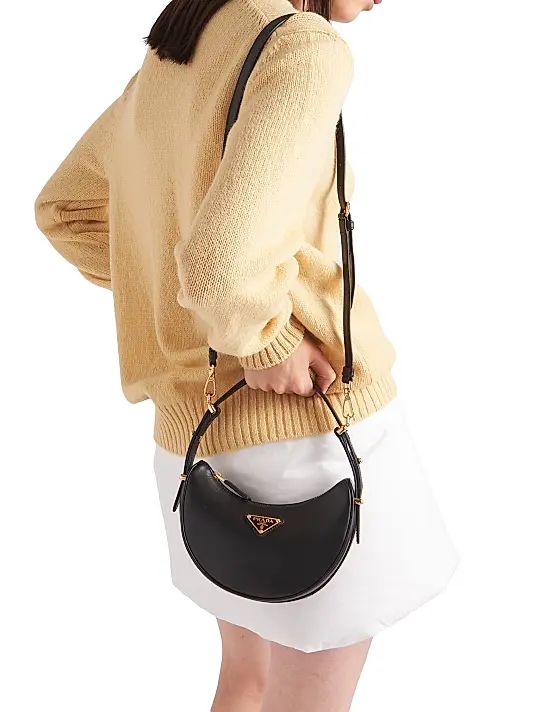 Prada Arquè Leather Mini Shoulder Bag Black