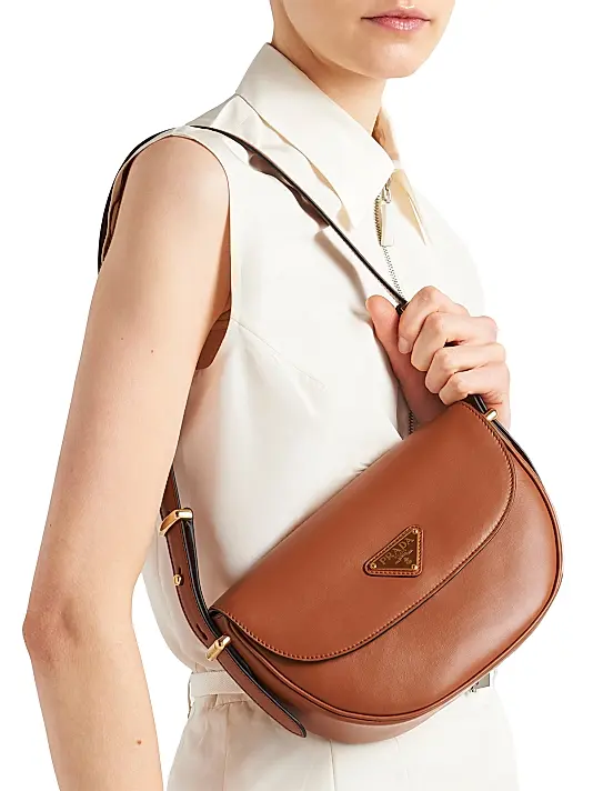 Prada Arquè Leather Shoulder Bag with Flap